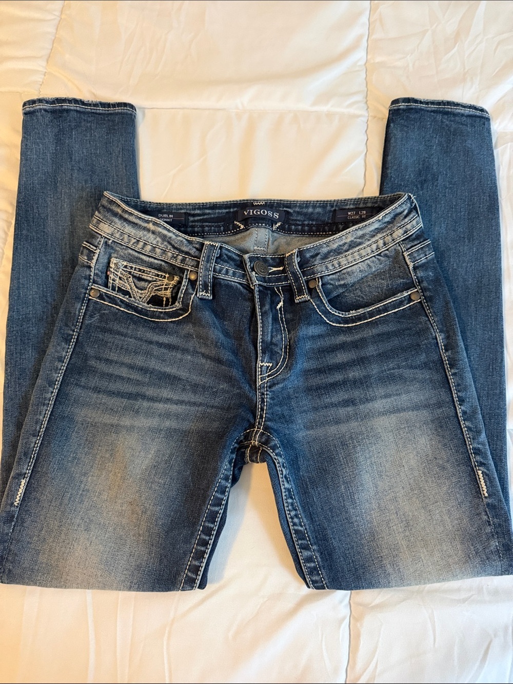 Vigoss Women's Washed Blue Skinny Stretch Jeans